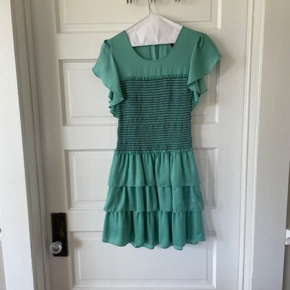 BCBGMaxAzria Aqua Mini Dress with Navy Details, XXS - Picture 3 of 7